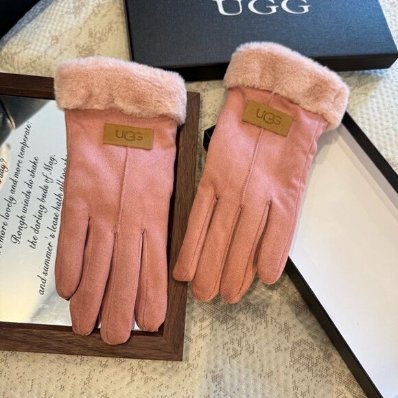 UGG Women's Pink Plush Gloves - Picture 2 of 6